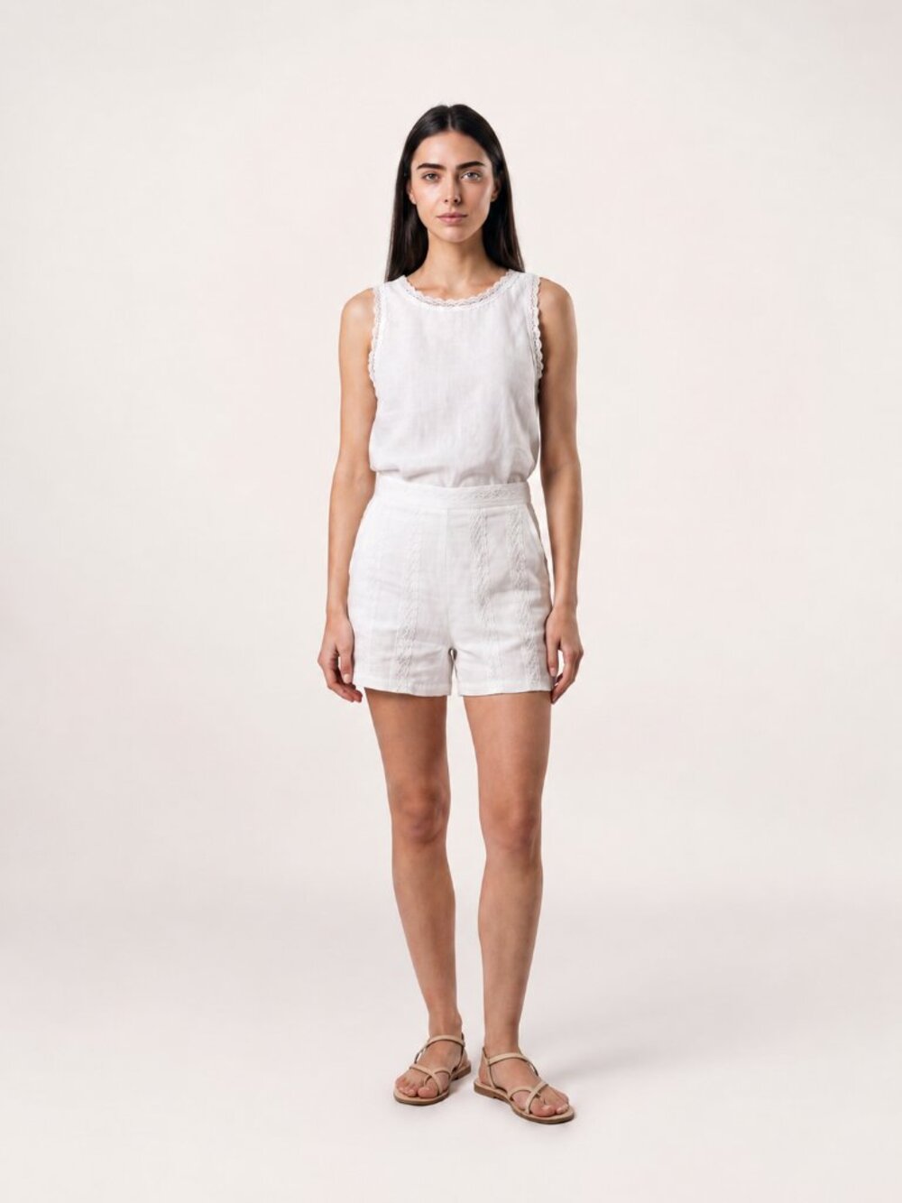 Lush White Lace Trim Cotton Shorts Size XS – High Waisted